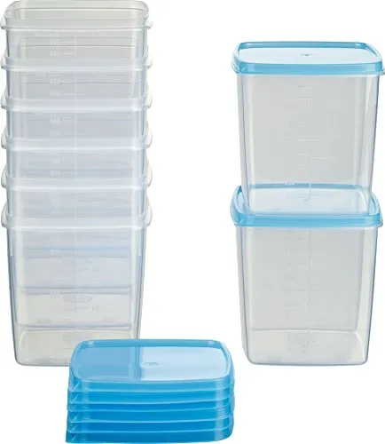 MiraHome Gefrierdosen Set 8x0,75L Durchsichtig Blau – Perfekt in der Küche zur Aufbewahrung & Organisation für Lebensmittel – Vorratsdosen mit Deckel Luftdicht – Austrian Quality