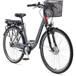 Telefunken City E-Bike für Damen und Herren | Elektrofahrrad 28 Zoll | 7-Gang Nabenschaltung | Frontmotor 250 W | 468 Wh Li-Ion Akku | EBike Pedelec - Grau
