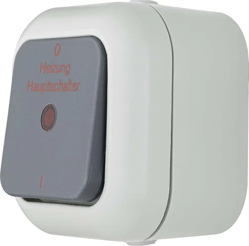 REV Ritter Atlantik Aufputz Feuchtraum Schalterprogramm, Farbe:grau, Modell:Heizungsschalter
