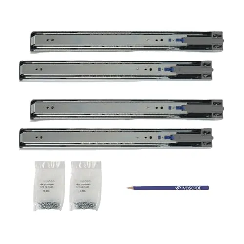 Schubladenschienen 350mm softclose Kugelführung - Vollauszug mit integrierter Dämpfung, 32-Systemlochung - 2 Paar