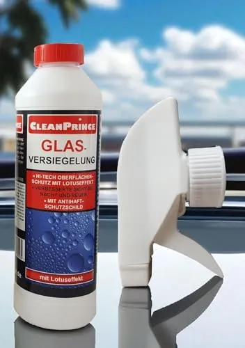 CleanPrince 500 ml Glasversiegelung Scheibenversiegelung Regenabweiser Glasimprägnierung Glas-Imprägnierung Lotuseffekt Autoglas Versiegelung Autoscheibenversiegelung Dusche Rain Glas Scheiben