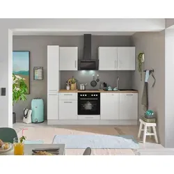 Küchenblock mit E-Geräten CORNWALL II - weiß - Küchenzeilen mit integrierten E-Geräten, platzsparend und modern für eine stilvolle Kücheneinrichtung.