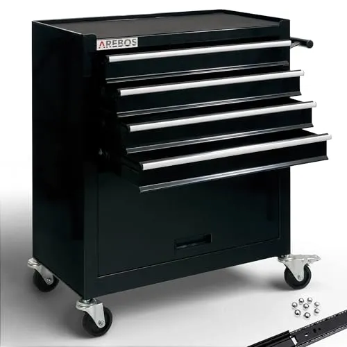Arebos Werkstattwagen mit 4 Fächern und großem Stauraum von AREBOS