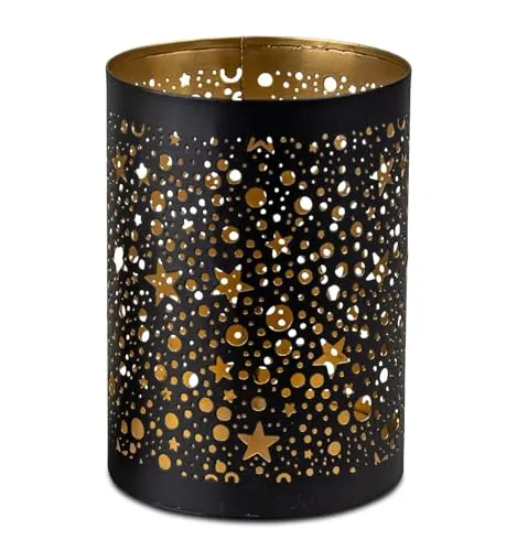 Formano Windlicht Rund Schwarz-Gold 10x14cm von formano