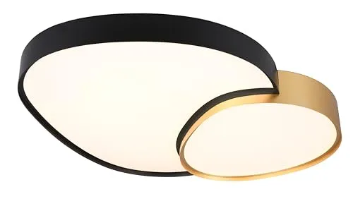 Trio Leuchten Deckenleuchte Rise 647519280 - Moderne LED Deckenleuchte in Schwarz matt und Gold, dimmbar mit Fernbedienung. Ideal für stimmungsvolle Lichtgestaltung, energiesparend mit 45 Watt und bis zu 5300 Lumen.