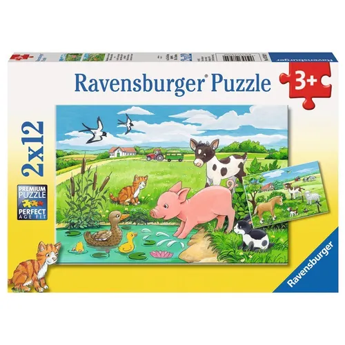 Ravensburger 07582 Tierkinder auf dem Land 2 x 12 Teile Puzzle NEU OVP<