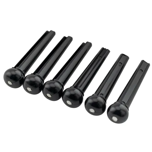 Musiclily 6 Pieces Plastic Acoustic Guitar Bridge Pins Black Body with White Dot