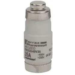 Mersen 1701.035 Neozed- Sicherungseinsatz D02 35A, E18, mit Farbkennmelder (schwarz) und Sichtanzeige, Schraubmontage über Klemme