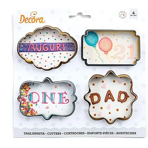 DECORA 4 Ausstechformen Rahmen Und Namensschilder 10cm 0255087