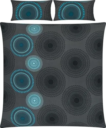 REDBEST Bettwäsche Biber Mandalas anthrazit-Petrol 40x80 cm / 200x200 cm - Bettwäsche-Sets aus Biber, mollig warm und temperaturausgleichend, mit praktischem Reißverschluss für einfachen Bezug.