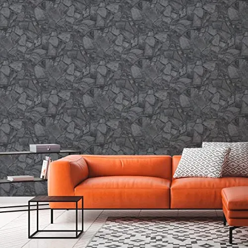 A.S. Création Tapete Steinoptik Grau Schwarz Terra 389367 - Vliestapete Stein - 10,05 m x 0,53 m - Made in Germany