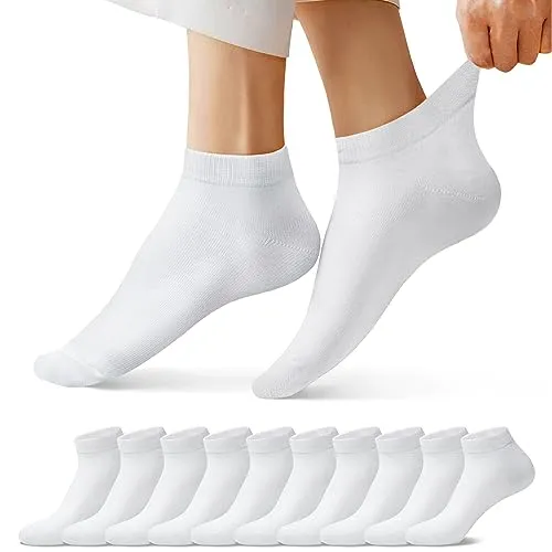 FALARY Sneaker Socken Damen Herren Sneakersocken Kurze 10 Paar Baumwolle Atmungsaktive Halbsocken Unisex, 39-42, 10x Weiß