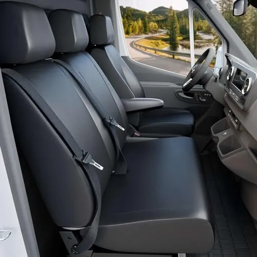 Walser Transporter Sitzbezüge Auto für Citroen Jumper II/Peugeot Boxer, 1 Einzelsitz (Aussparung Armlehne rechts) & Doppelbank, Sitzbezüge aus Kunstleder, Sitzschoner