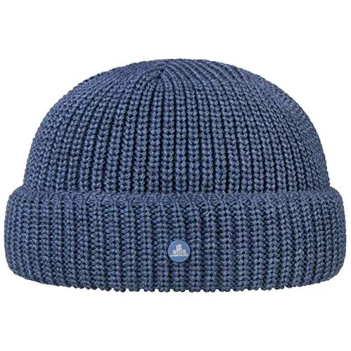 HAMMABURG Strick Dockermütze Beanie Wolle Made in Italy Damen Herren Herbst Winter blau One Size