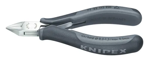 Knipex Elektronik Seitenschneider ESD 115 mm - Präzisions-Zange für Elektronikarbeiten, spitzer Kopf mit kleiner Facette für müheloses Schneiden von feinen Drähten und Bauteilen.