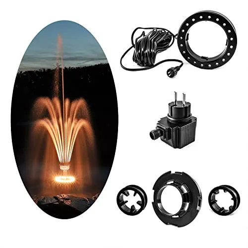 CLGarden Fontänenbeleuchtung LED Ring LEDR20 - Perfekte Beleuchtung für Wasserspiele - Brunnenzubehör & Kaskadenzubehör mit warmweißer LED-Beleuchtung für beeindruckende Wasserspiele. Einfach zu installieren, ideal für Fontänen, Teiche und Wasserfälle.