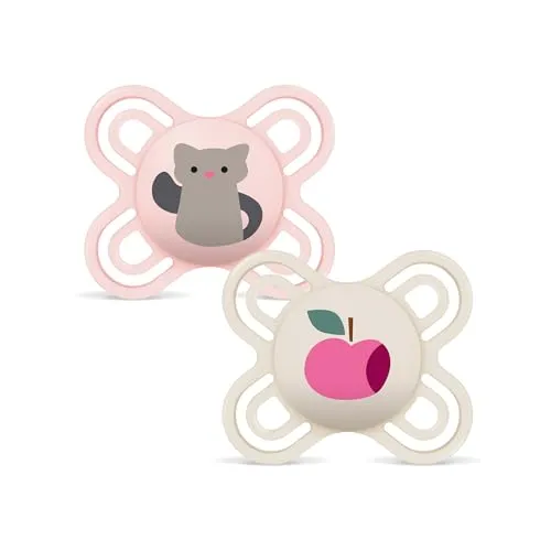 MAM Schnuller, für Neugeborene, 0-2 Monate, extra dünner und flexibler Sauger aus weichem Silikon, leicht anzunehmen, mit selbststerilisierender Box, MAM Perfect, mattes Rosa, 2 Stück