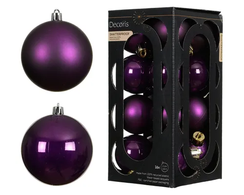 Kaemingk Weihnachtsbaumkugel, Weihnachtskugeln Kunststoff 4cm 16 Stück - Feige