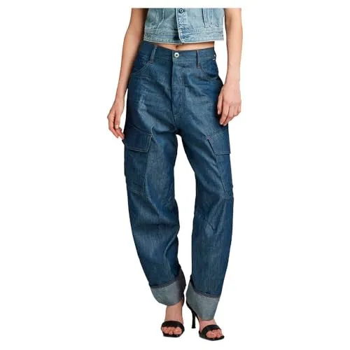 G-STAR RAW Damen Cargo 3D Boyfriend Hose, Blau (raw Denim D23222-D303-001), 28W / 28L