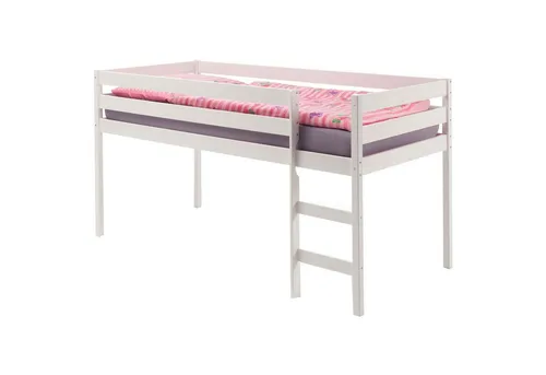IDIMEX Hochbett ERIK - Spielbett für Kinder - Hochbett aus massivem Kiefernholz in Weiß, mit sicherer Leiter und Roll-Lattenrost, ideal für platzsparendes Spielen und Schlafen im Kinderzimmer.