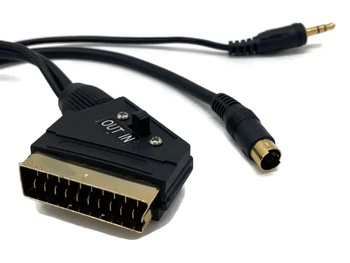eXODA S-Video / Klinke 3,5mm Stecker auf Scart Stecker Audio- & Video-Kabel, (300 cm), mit IN OUT Umschalter