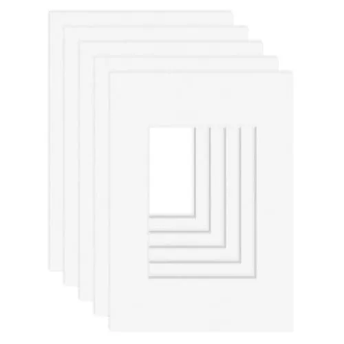 DEHA Design Passepartout (5er Set) Karton 21x29,7 cm (DIN A4) für Bilder im Format 13x18 cm, Hellweiß