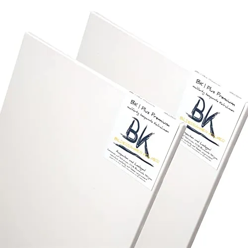 BK BILDERRAHMEN KOLMER 2 B.K. Plus LEINWÄNDE 60x80 cm - Keilrahmen-Set mit 2 hochwertigen Künstlerleinwänden aus 100% Baumwolle, ideal für Hobbykünstler und Schulen, malfertig und mehrfach grundiert für beste Ergebnisse.
