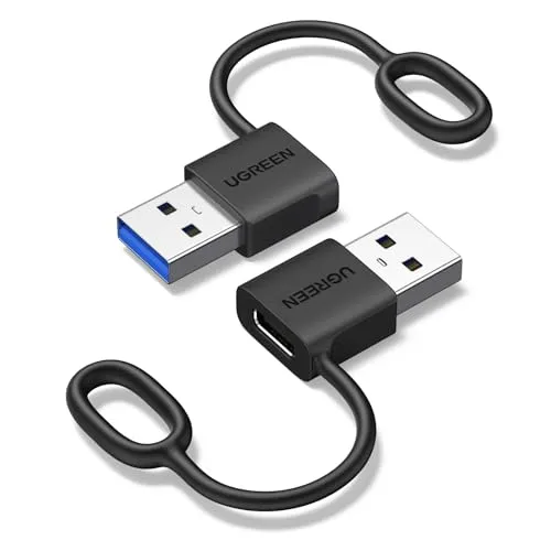Produktbild UGREEN USB auf USB C Adapter (2 Stück) 10Gbps Adapter mit einem Anti-Verlust-Silikonring für iPhone 17/16/15 Serie iPad Galaxy S24/S23 Serie Laptops Carplay usw