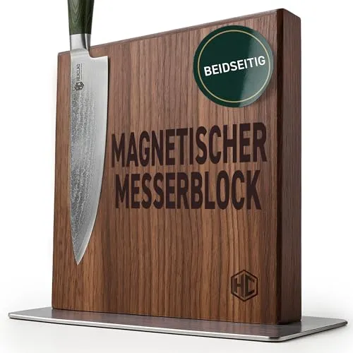 HexClad Magnet-Messerblock 22,4 x 22,5 cm – aus Walnussholz