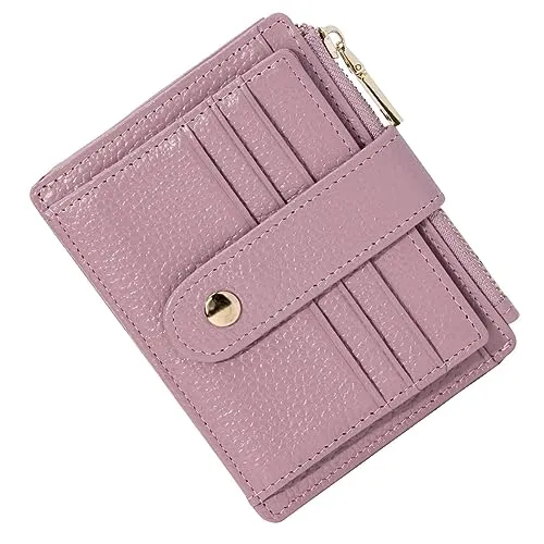 BTNEEU Kreditkartenetui Damen Echtes Leder Geldbörse Klein RFID Schutz Kartenetui mit Münzfach Herren Geldbeutel Mini Portemonnaie Visitenkartenetui Slim Card Holder mit 9 Kartenfächer (Pink)