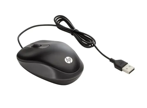 HP Black Week % USB-Reisemaus Travel - kabelgebundene optische Maus, 1000dpi, ideal für Rechts- und Linkshänder, kompakt und perfekt für unterwegs