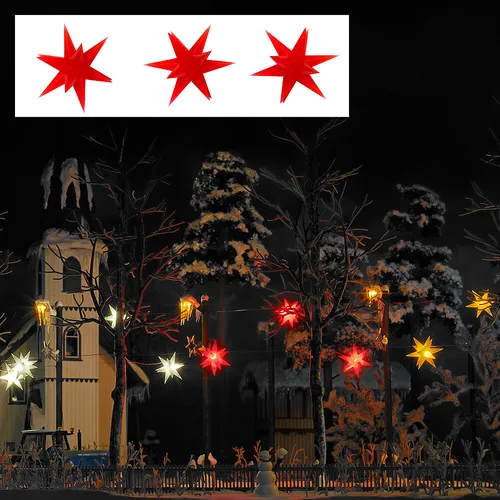 Busch H0 5416 Weihnachtssterne beleuchtet rot 3 Stück