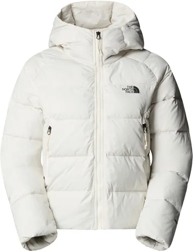 The North Face Women Hyalite Down Hoodie White Dune (L) - Leichte Daunenjacke für Frauen mit 600er Füllkraft, ideal für Wanderungen. Warm, funktional und stylisch – perfekt für Outdoor-Abenteuer und den urbanen Alltag.