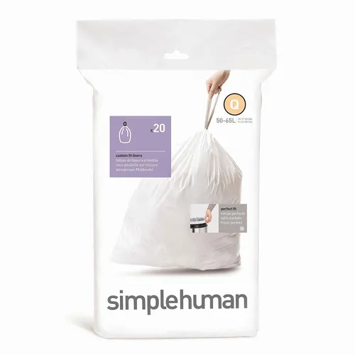 Simplehuman Typ Q 50-65 l, mit Zugband, 20 Stück, 20 Stk in weiß von Simplehuman