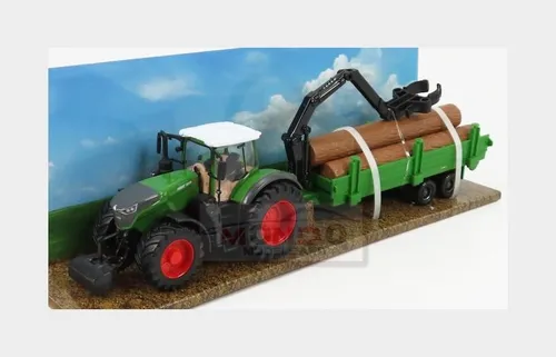 1:50 BURAGO Fendt 1050 Vario Tractor 2016 + Tree Forwarder And Wood BU31677 Mode