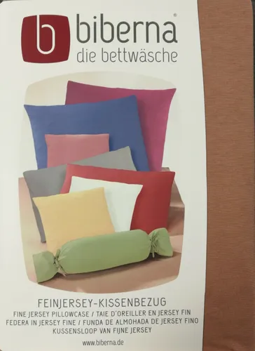 Biberna Kissenbezug Hellbraun 40 x 40 cm 2 Stück Feinjersey 100% Baumwolle