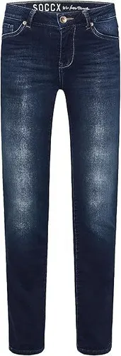 SOCCX Damen Jeans RO:My Regular Fit Dark Indigo Jogg SCX HW 23 - Damen Jeans in Dunkelblau, Regular Fit mit bequemem Jogg-Effekt, ideal für lässige Looks und hohen Tragekomfort.
