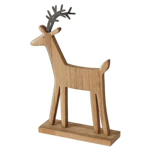 BOLTZE Deko Hirsch aus Holz H21,5cm braun Herbst/Winter