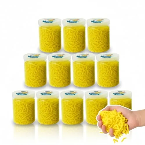 alldoro 68745 Squishy Worms 12er Set, 1440 g Fidget-Würmchen aus TPR, sensorisches Knetspiel für Kinder ab 3 Jahren, in gelb