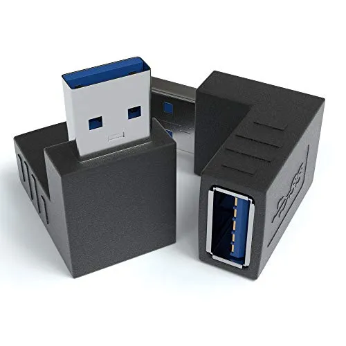 JAMEGA - USB 3.0 Winkel Adapter 270° Grad | 2er Pack Winkeladapter Stecker zu Buchse | Kompatibel Mit Allen USB-Kabeln