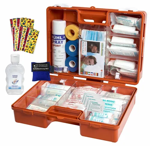 WM-Teamsport Erste-Hilfe-Koffer PRO S1 mit Hygiene-Gel in orange von WM-Teamsport