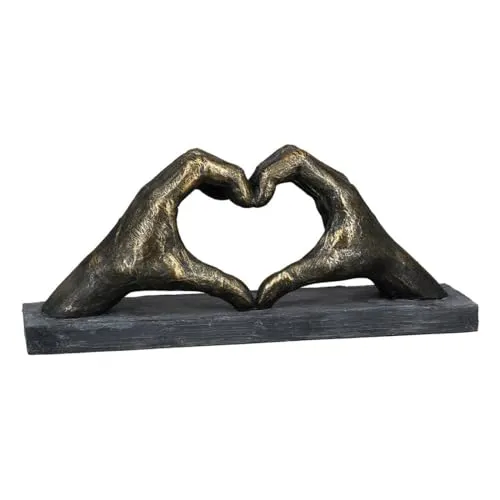 Casablanca Deko Skulptur Herz aus Händen - Liebe - Statuen - Bronzefarbene Skulptur, die zwei Hände zeigt, die ein Herz formen. Perfekte Geschenkidee für besondere Anlässe wie Hochzeiten, Jubiläen oder Geburtstage.