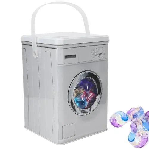 Wäsche Pulverbox 15,2x15,2x22,3cm Metall Waschpulver Aufbewahrungsbox, Waschmittel Kanister Behälter mit Deckel und Henkel für Hundefutter, Katzenfutter, Kaffeebohnen