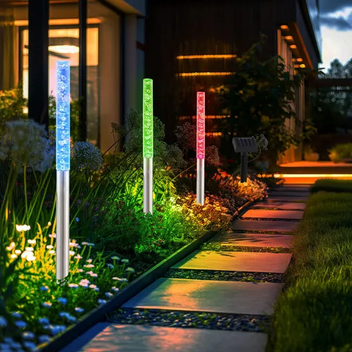 Design Edelstahl LED 3er Set Garten Wiese Steck Leuchte Solar IP44 Big Light