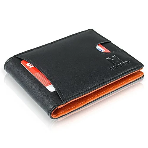 MANEVITO Geldbörse mit Geldklammer und Münzfach + RFID Schutz - Geldbeutel Männer - Schmales Slim Wallet Kreditkartenetui - Portmonaise Herren Kartenetui Portemonnaie - Schlankes Portmonee