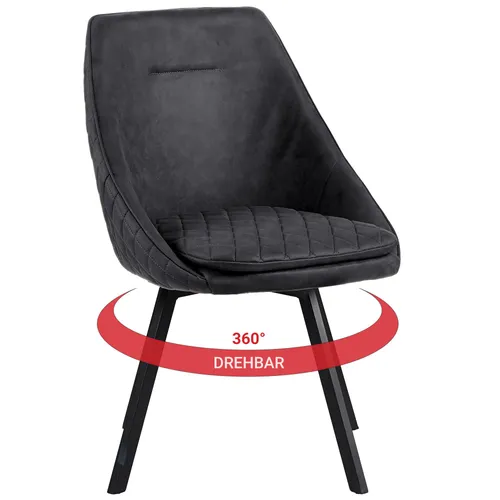 Esszimmerstuhl TR-48 Schwarz - Kunstleder mit Antik Patina - Stuhl für Esszimmer und Wohnzimmer, bietet stilvolles Design mit antikem Look und optimalem Sitzkomfort.