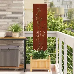 vidaXL Garten Sichtschutz-Leinwand Rostig 32 x 140 cm - Wetterfester Stahl Sichtschutz, langlebig und pflegeleicht – ideal für stilvolle Privatsphäre in deinem Garten.