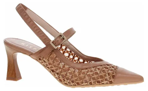 HISPANITAS Damen Leder- und Schnürschuh mit Holzoptik Absatz - Eleganter Damen Schnürschuh in Mandel mit feinem Holzoptik Absatz und stilvollem Knöchelriemen. Ideal für besondere Anlässe und den Alltag.