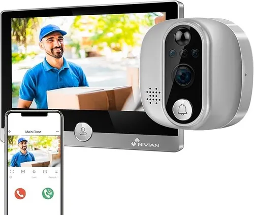NIVIAN Judas numérique WiFi de Porte, Visiophone Interphone Vidéo Caméra Full HD