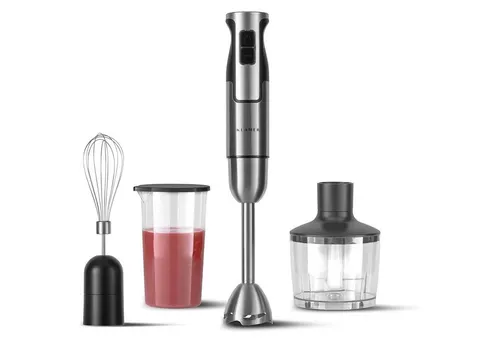 KLAMER Stabmixer Set 800 Watt – 4 in 1 Edelstahl Pürierstab in schwarz von KLAMER